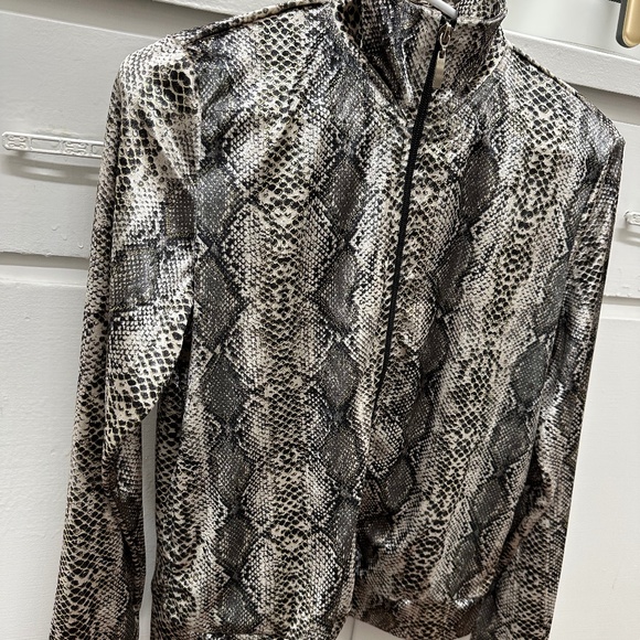 Vintage 90s Mirror Image Snake Print Velour Zip Jacket Size Small - Picture 2 of 3